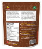 Back view of mexican quinoa bowl packaging with nutritional information and directions.