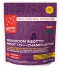 Good To-Go mushroom risotto package with purple and red design