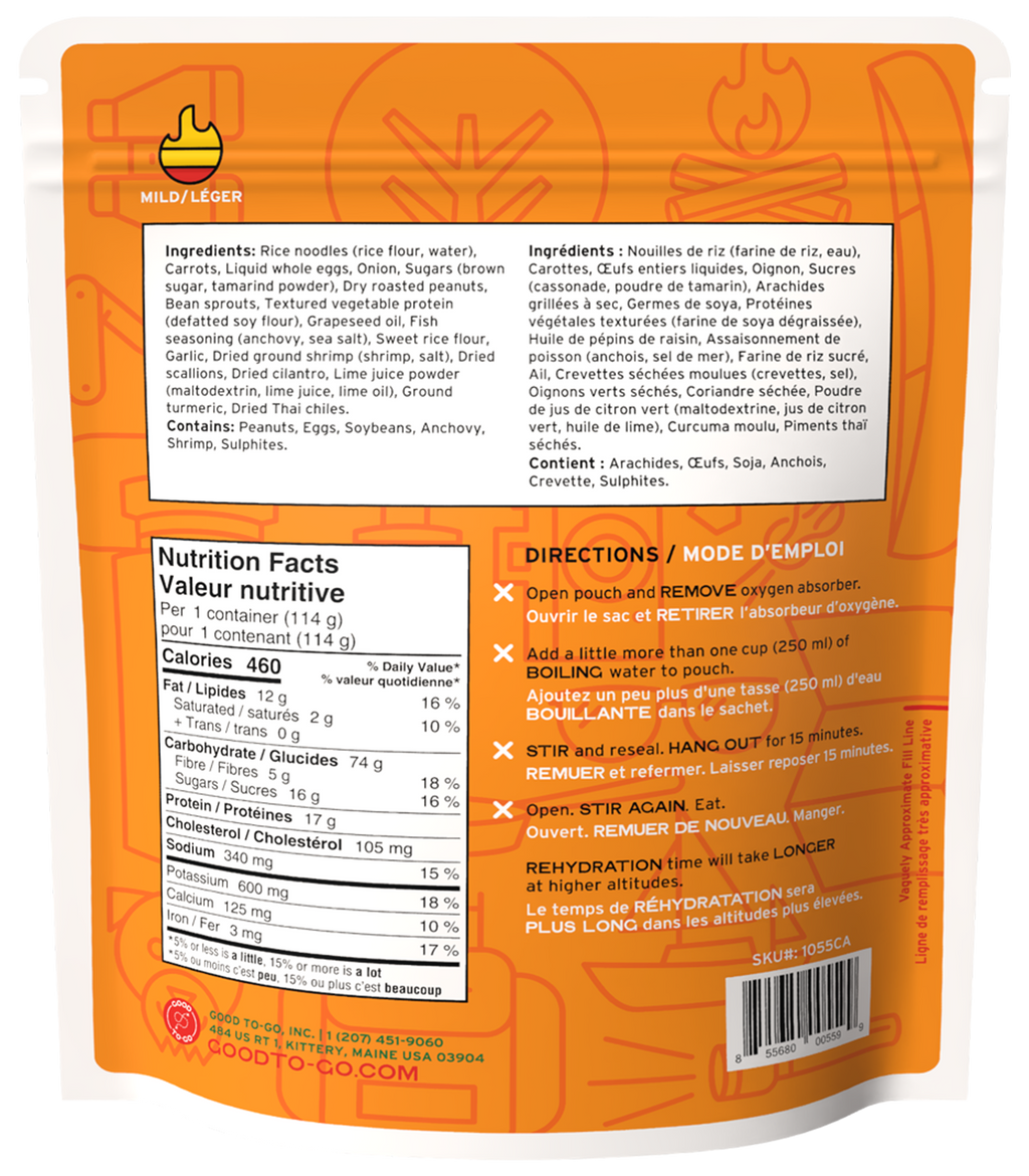 Back of a food packaging with nutritional information and cooking directions.